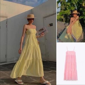 Zara | Dresses | Nwtm Zara Yellow Tiered Poplin Maxi Dress | Poshmark